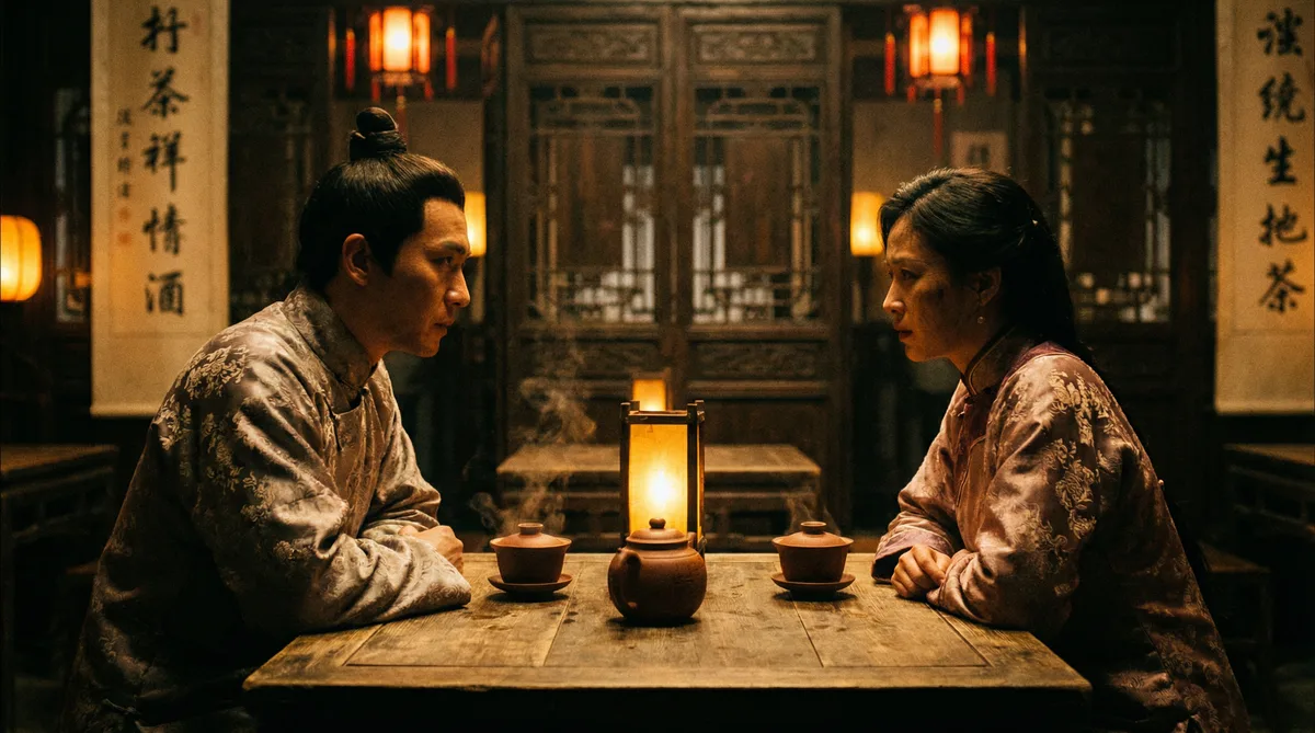 17c一起草古装剧情片拍摄剧照-茶馆对话场景